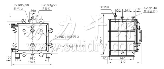 方形靜（jìng）態真空幹燥機（jī）結構示意圖